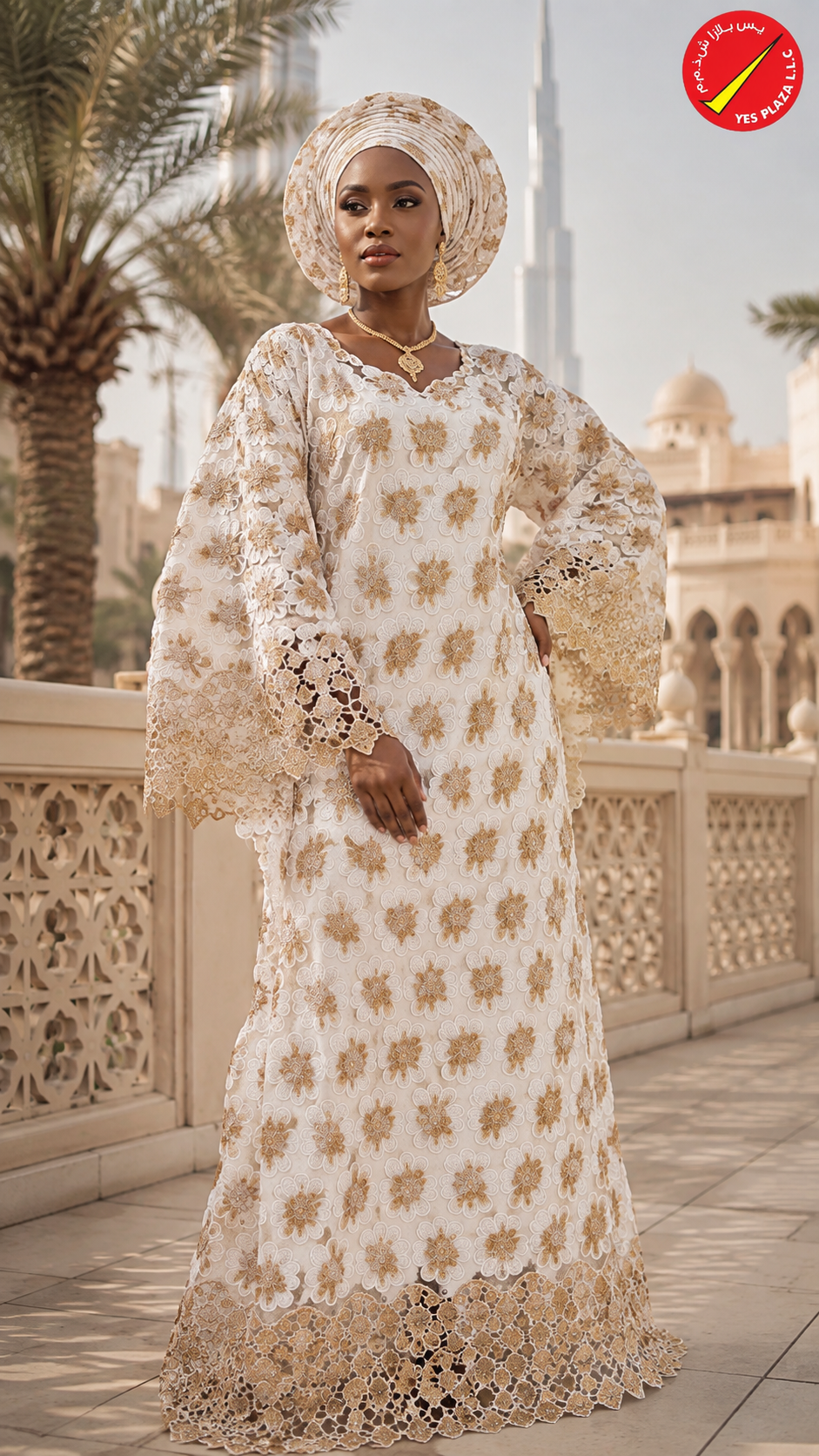 Exclusive Swiss Appliqué Brodé with Metallic Border - Yes plaza LLC dubai - Image 2