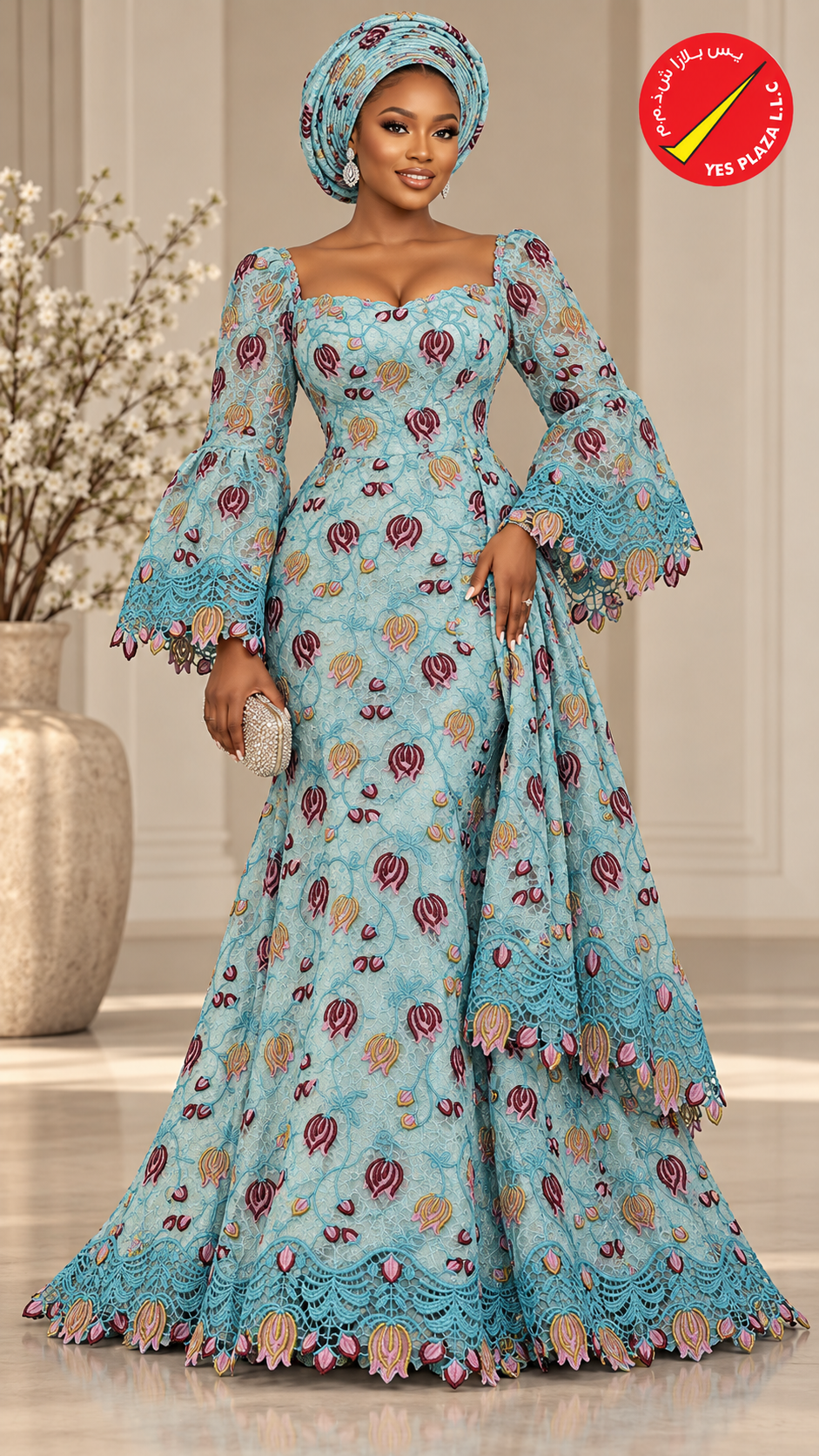 Swiss Appliqué Lace with Chemical Border for Styles in Accra, Ghana