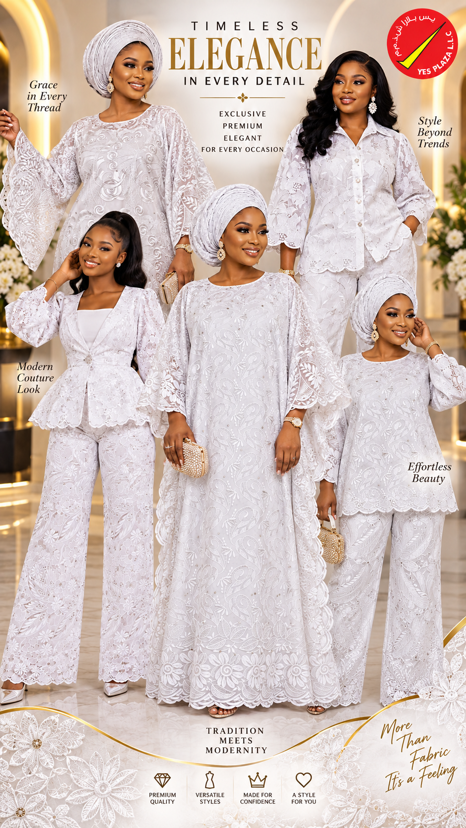 Exclusive White Autriche Brode Collection in Dubai – Elegant Lace for African Fashion
